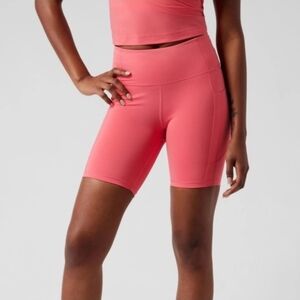 Athleta Women's Ultimate Stash Pocket II Coral Petal 7" Bike Shorts
